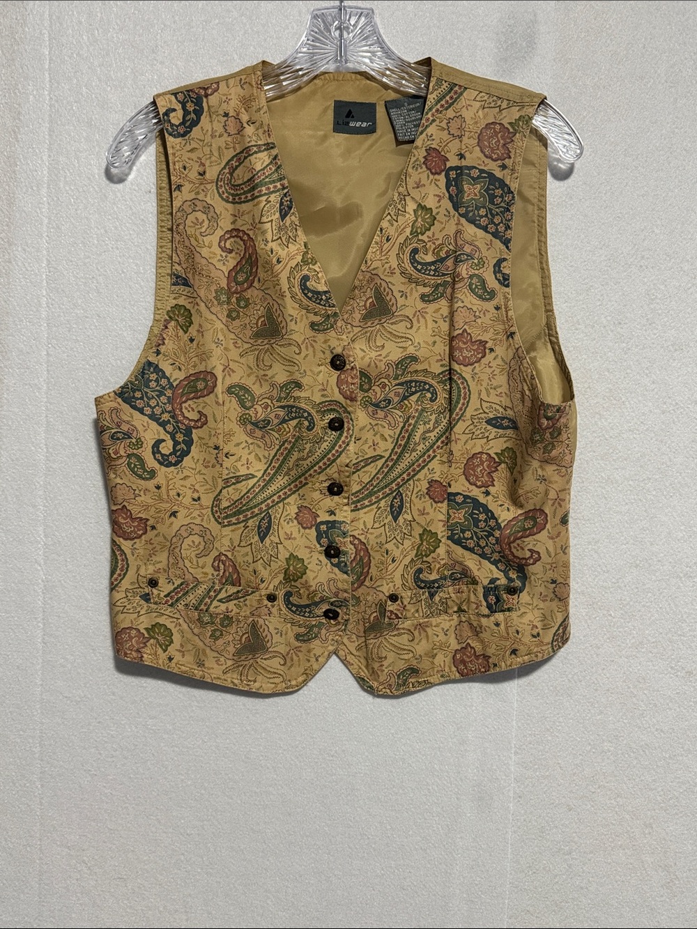 Liz Wear Vintage Cottagecore Paisley Button-Front Vest